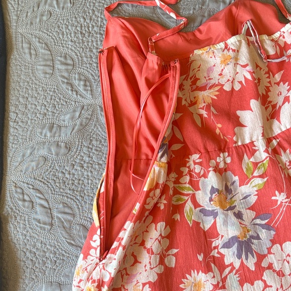 LC Lauren Conrad Floral Sundress Size 4 Coral Pink Spaghetti Strap Garden Party - Picture 16 of 16